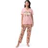 Wrangler Women’s V-Neck Short Sleeve Graphic Tee and Printed Pants Pajama Sleep Set(Rose/Floral)