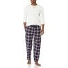 Wrangler mens Waffle Knit Top and Flannel Pajama Pant Pajama Sleep Set(Natural/Plaid)