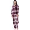 Wrangler womens Long Sleeve Flannel Top and Pant Pajama Set(Block Plaid)