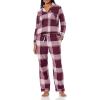 Wrangler womens Long Sleeve Flannel Top and Pant Pajama Set(Deep Teal)