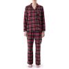 Wrangler womens Long Sleeve Flannel Top and Pant Pajama Set(Red Plaid)