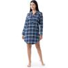 Wrangler womens Mid-length Flannel Sleep Shirtdress(Blue Plaid)