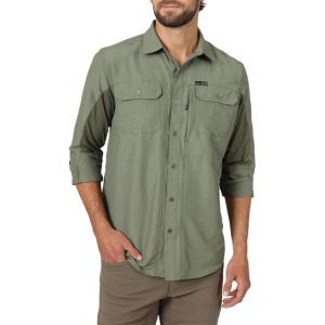 ATG by Wrangler Men’s Long Sleeve Mixed Material Shirt(Dusty Olive)