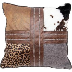 Carstens, Inc. Wrangler Four Square Western 18″x18″ Throw Pillow, Brown
