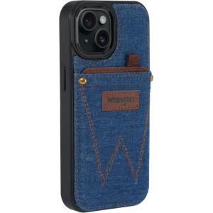 WITHit Wrangler® Denim Heritage Phone Case for iPhone 15/15 Pro/15 Pro Max, Card Holder with Leather Accents (iPhone 15 Pro)