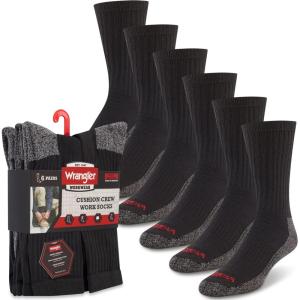 Wrangler – Mens Socks – Cushion Work Crew Socks Size 6-12(Black)