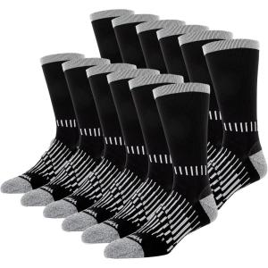 Wrangler – Peak Men’s Crew Socks – Durable Half Cushion Socks with Arch Support(Black)