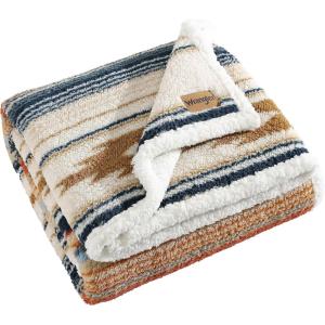 Wrangler – Throw Blanket, Soft Plush Fleece Bedding, Western Decor for Bed or Couch (Colt Bright Orange, 50 x 60)(Coyote Sands Ivory)
