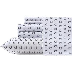 Wrangler – Twin Size Sheet Set, Ultra-Soft & Wrinkle-Resistant Bedding for Year Round Comfort, Deep Pockets, Bed Sheets with Matching Fitted Sheet & Pillowcase (Cowboy Pinstripe Blue)(Horseshoe Dots Navy)