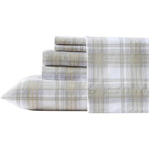 Wrangler – Twin Size Sheet Set, Ultra-Soft & Wrinkle-Resistant Bedding for Year Round Comfort, Deep Pockets, Bed Sheets with Matching Fitted Sheet & Pillowcase (Cowboy Pinstripe Blue)(Dayton Valley Plaid Beige)