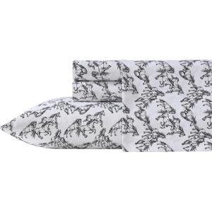 Wrangler – Twin Size Sheet Set, Ultra-Soft & Wrinkle-Resistant Bedding for Year Round Comfort, Deep Pockets, Bed Sheets with Matching Fitted Sheet & Pillowcase (Cowboy Pinstripe Blue)(Mustangs Black)