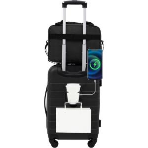 Wrangler 20″ Smart Spinner Carry-On Luggage With Usb Charging Port(Black)