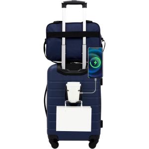 Wrangler 20″ Smart Spinner Carry-On Luggage With Usb Charging Port(Navy Blue)