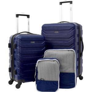 Wrangler 5 Piece Luggage & Travel Accessories Set, Red(Blue)