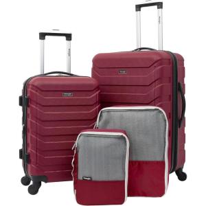 Wrangler 5 Piece Luggage & Travel Accessories Set, Red(Red)