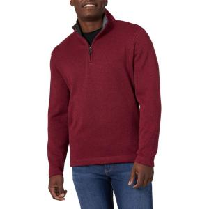 Wrangler Authentics Men’s Long Sleeve Fleece Quarter-Zip(Zinfandel Heather)