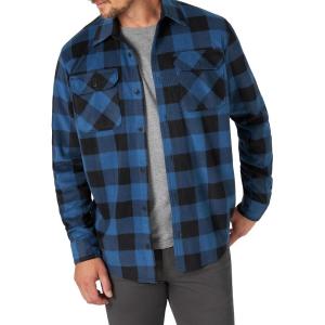 Wrangler Authentics Mens Long Sleeve Heavyweight Fleece Shirt(Blue Buffalo Plaid)