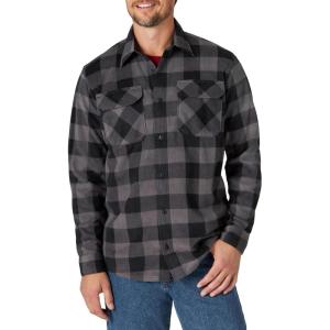 Wrangler Authentics Mens Long Sleeve Heavyweight Fleece Shirt(Gray Buffalo Plaid)