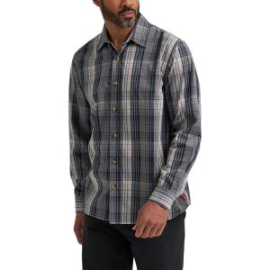 Wrangler Authentics Men’s Long Sleeve Plaid Woven Shirt(Smoke Pearl Plaid)