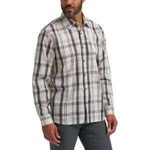 Wrangler Authentics Men’s Long Sleeve Plaid Woven Shirt(Star White Plaid)