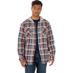 Wrangler Authentics Men’s Long Sleeve Quilted Lined Flannel Shirt Jacket with Hood(Bossa Nova)