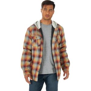 Wrangler Authentics Men’s Long Sleeve Quilted Lined Flannel Shirt Jacket with Hood(Pale Gold)