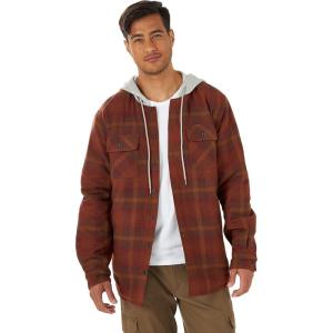 Wrangler Authentics Men’s Long Sleeve Quilted Lined Flannel Shirt Jacket with Hood(Toffee)
