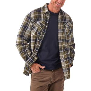 Wrangler Authentics Mens Long Sleeve Sherpa Lined Shirt Jacket(Olive Sky)