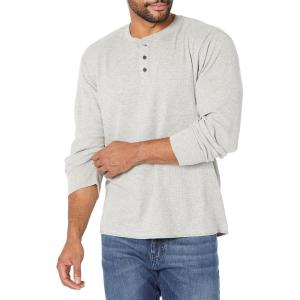 Wrangler Authentics Men’s Long Sleeve Waffle Henley(Light Heather Gray)