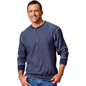 Wrangler Authentics Men’s Long Sleeve Waffle Henley(Mood Indigo)