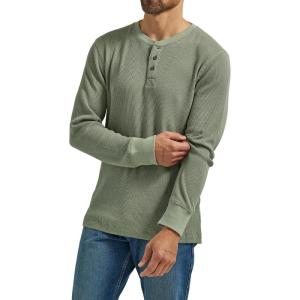 Wrangler Authentics Men’s Long Sleeve Waffle Henley(Sea Spray)