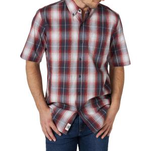 Wrangler Authentics Men’s Short Sleeve Classic Plaid Shirt(Rosewood Plaid)