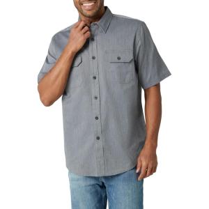 Wrangler Authentics mens Short Sleeve Classic Woven Shirt(Asphalt Heather)