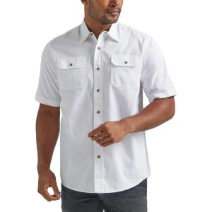 Wrangler Authentics mens Short Sleeve Classic Woven Shirt(Bright White)