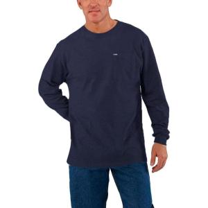 Wrangler Big and Tall Heavyweight Long Sleeve Pocket T-Shirt for Men(Navy)