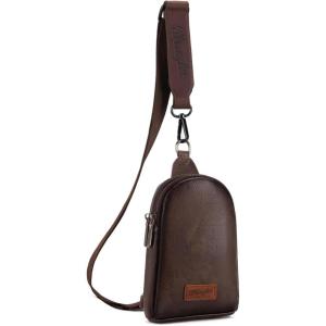 Wrangler Crossbody Sling Bag for Women Fanny Packs Chest Bags for Travel(Classic-dark Coffee Distressed)