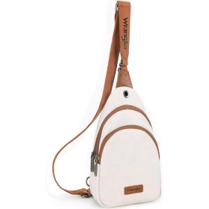 Wrangler Crossbody Sling Bag for Women Fanny Packs Chest Bags for Travel(Explorer-beige Brown)