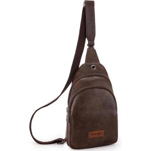 Wrangler Crossbody Sling Bag for Women Fanny Packs Chest Bags for Travel(Explorer-coffee)