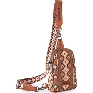 Wrangler Crossbody Sling Bag for Women Fanny Packs Chest Bags for Travel(Vintage-dark Brown)