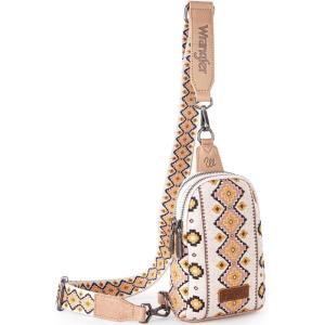 Wrangler Crossbody Sling Bag for Women Fanny Packs Chest Bags for Travel(Vintage-tan)