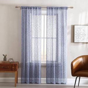 Wrangler- Curtains, Window Home Décor, Semi Sheer Drape Set (Solid Blue, 2 Piece)