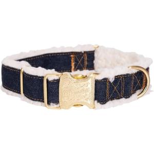 Wrangler Dark Wash Denim and Sherpa Dog Collar-M(Dark Wash Denim)