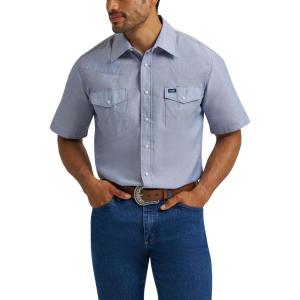 Wrangler Denim Short Sleeve Snap Shirt(Chambray Blue)
