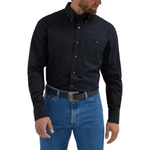 Wrangler George Strait Solid Black Button Down Shirt(Black)