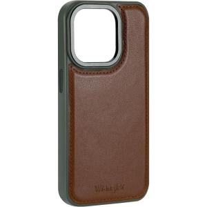 Wrangler® Heritage Inlay Leather Phone Case, Military Green Edge, Compatible with iPhone (Brown, 16 Pro)(Brown)