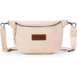 Wrangler Large Fanny Packs for Women Waist Bag Travel Belt Bags Crossbody Sling Purse Brown(A-Beige)