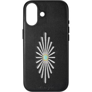 Wrangler® Leather Embroidered iPhone Case – Western Star, Compatible with iPhone (Cream, 16 Pro Max)(Black)