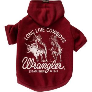 Wrangler Long Live Cowboys Burgundy Dog Hoodie Maroon M(S)