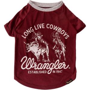 Wrangler Long Live Cowboys Dog T Shirt – Lightweight and Breathable Pullover Dog Shirt – Machine Washable – Layer Under Dog Sweater (L)(X-Large)