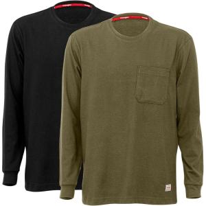 Wrangler Long Sleeve Layering Tee Shirts for Men, Core Mens Layering T-Shirt(Green/Black)